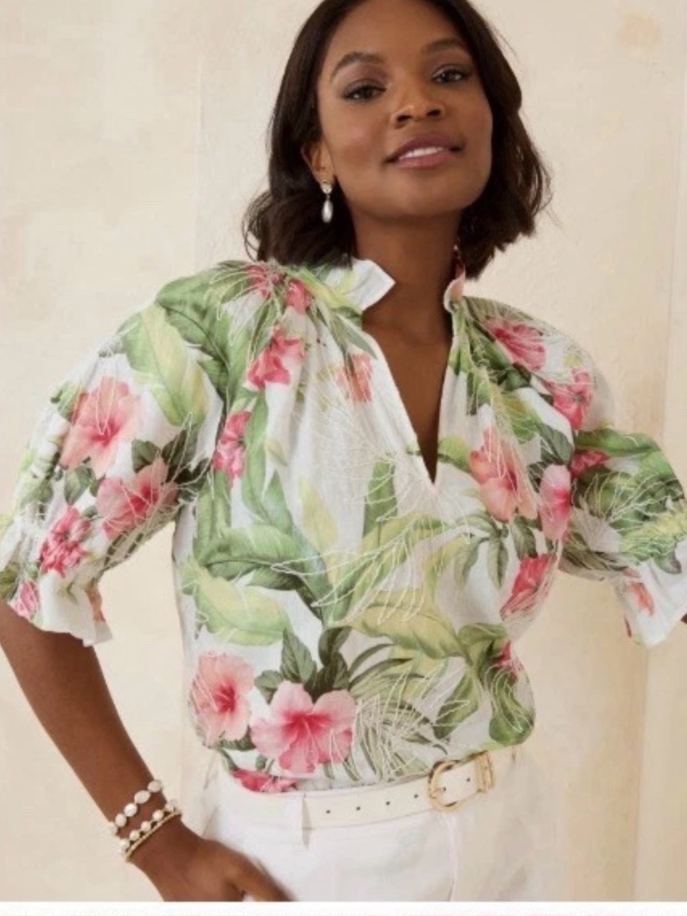 NWT Tommy Bahama Coastalina Linen top XXS